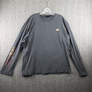 Harley-Davidson Shirt Mens 2XL Gray Long Sleeve Live To Ride Flames USA Graphic
